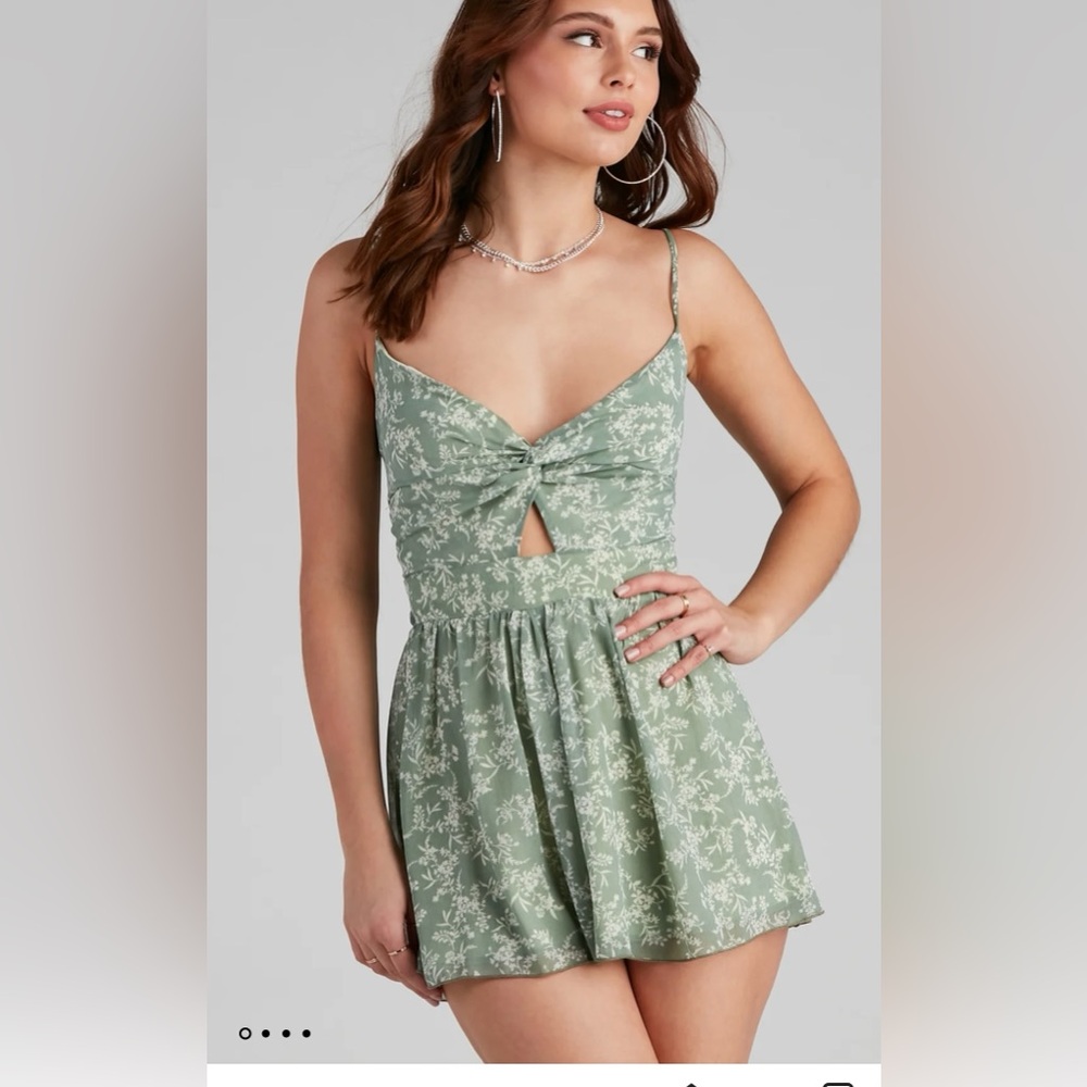 Elegant Green Floral Romper